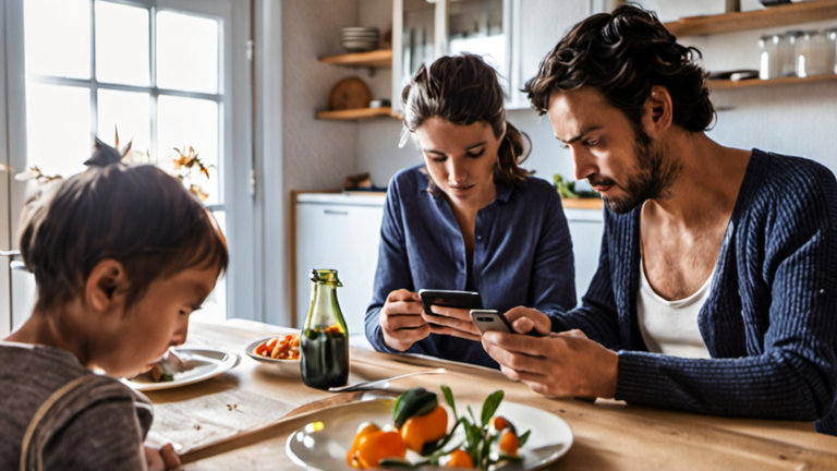 Un parent et un adolescent configurent des réglages de confidentialité sur un téléphone.
