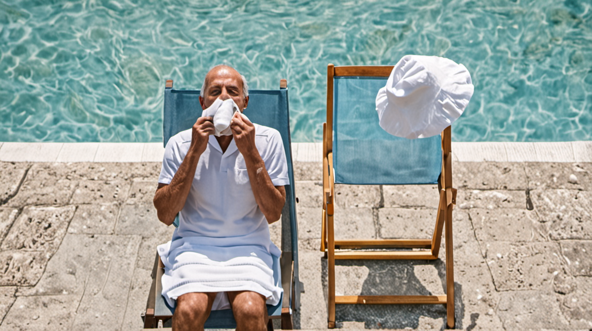 Joueur de tennis au changement de côté se rafraîchissant avec une serviette