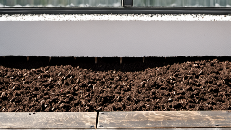 Des mains gantées préparent un mélange de substrat dans une jardinière sur un balcon.