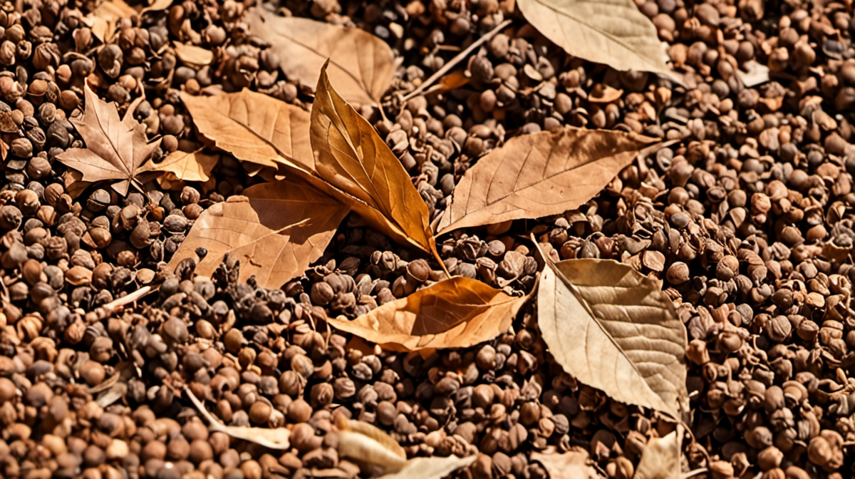 Couche de matières brunes recouvrant des épluchures dans un composteur.
