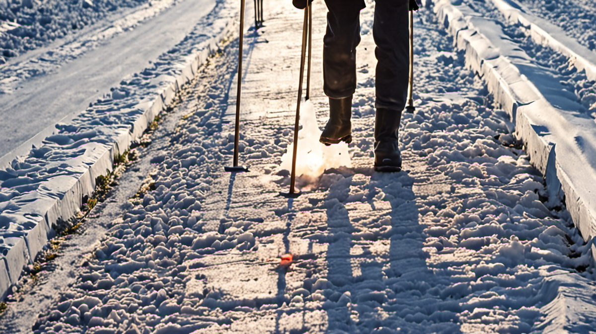 Coureur s’échauffant avec montées de genoux par temps froid