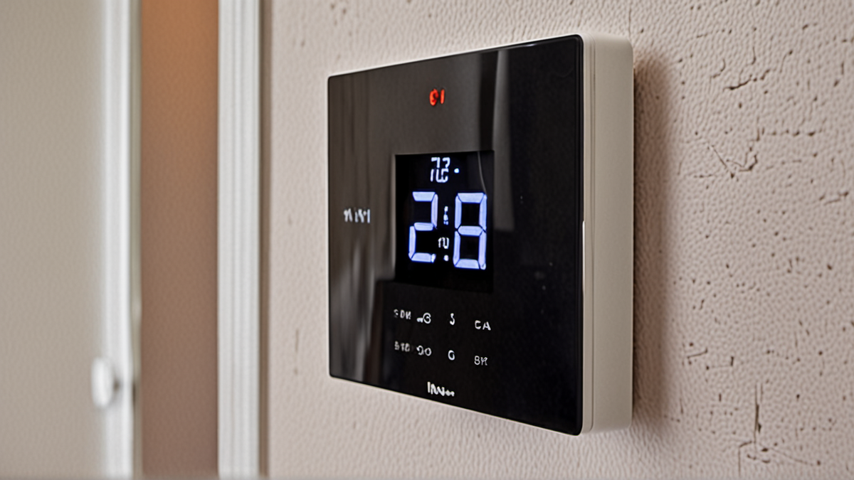 Un thermostat domestique réglé à la main dans un logement
