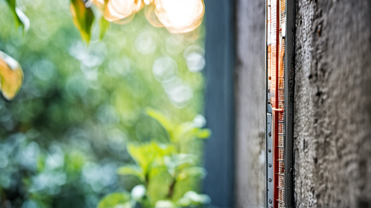 Gros plan sur un hygromètre domestique dans une pièce près d'une fenêtre.