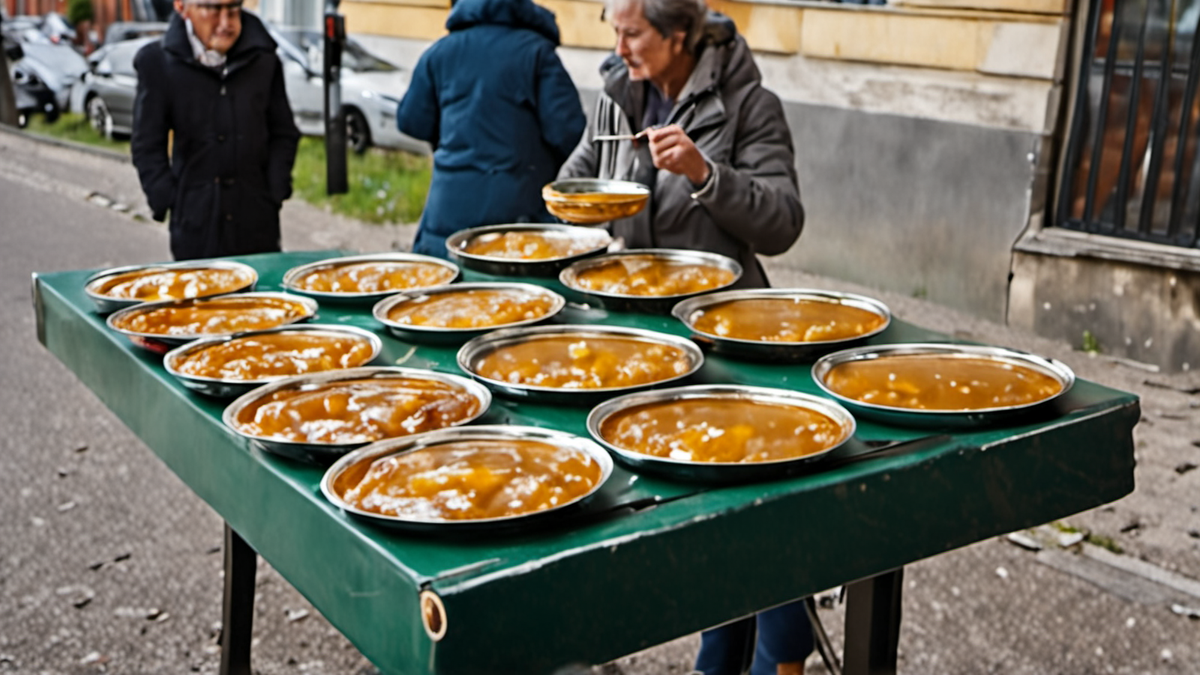 Des bénévoles servent des repas chauds en hiver