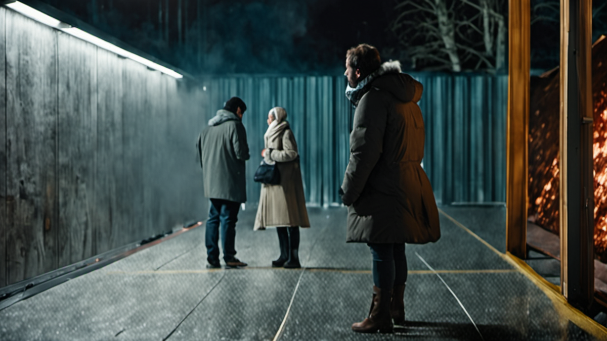 Des personnes à l’abri discutent dans un lieu chauffé