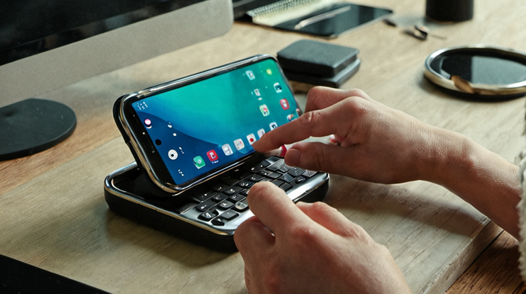 Personne utilisant un smartphone pour se connecter sans mot de passe, écran volontairement flou.