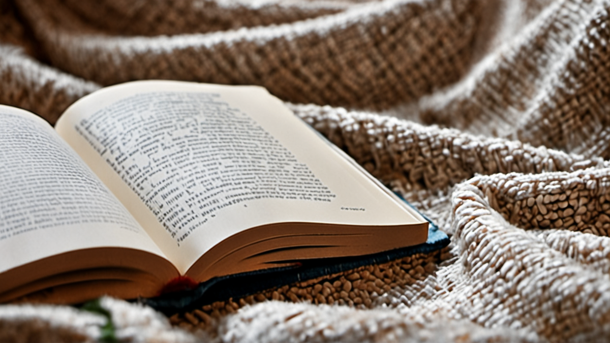 Coin salon avec enceinte et livre ouvert dans une ambiance chaleureuse.