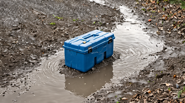 Bénévoles installant une citerne et des jerrycans près d’une école endommagée