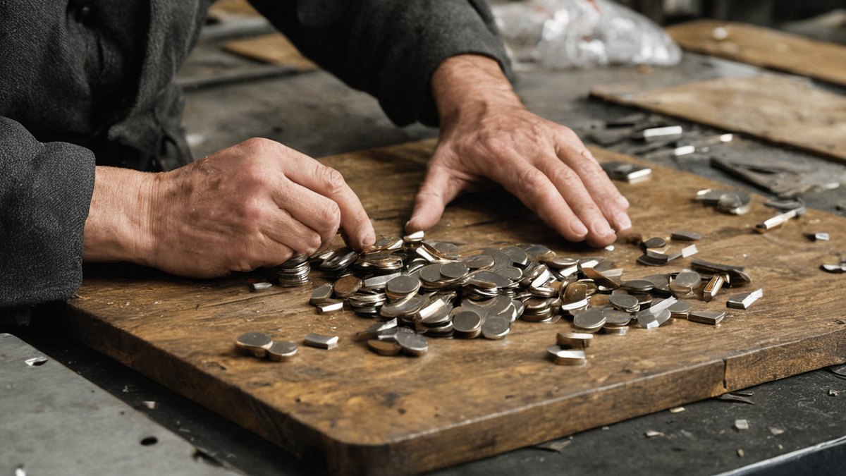 Une table avec des emballages neutres et un ordinateur portable fermé.