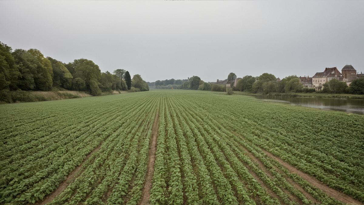 Parcelle agricole irriguée de façon régulière, illustrant un réglage fin.