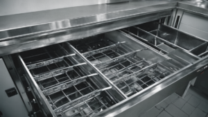 Réfrigérateur organisé avec une zone visible pour les aliments à consommer en priorité.