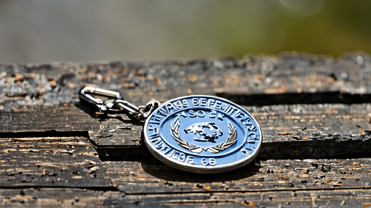 Un badge et une trousse de premiers soins posés sur un banc.