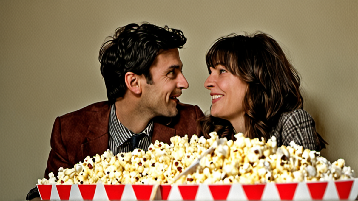 Deux amis rient devant un écran (contenu non lisible).