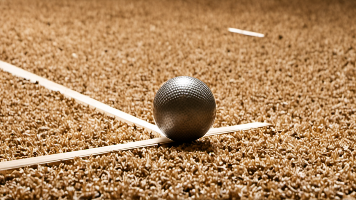 Deux personnes mesurent la distance entre une boule et le jack sur une piste indoor.