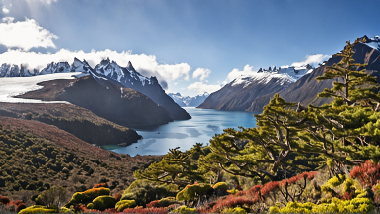 Côte sauvage et forêt subantarctique en Patagonie chilienne, près du détroit de Magellan.