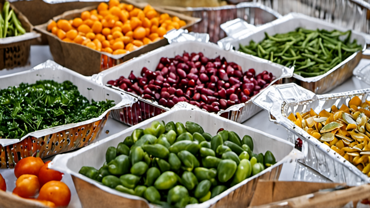 Une main range des sachets de légumes dans un tiroir de congélateur.