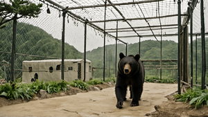 Ours noir d’Asie dans un environnement de sanctuaire.