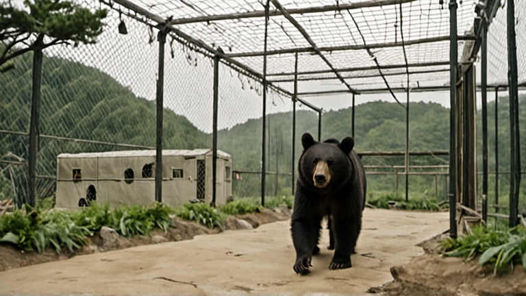 Ours noir d’Asie dans un environnement de sanctuaire.