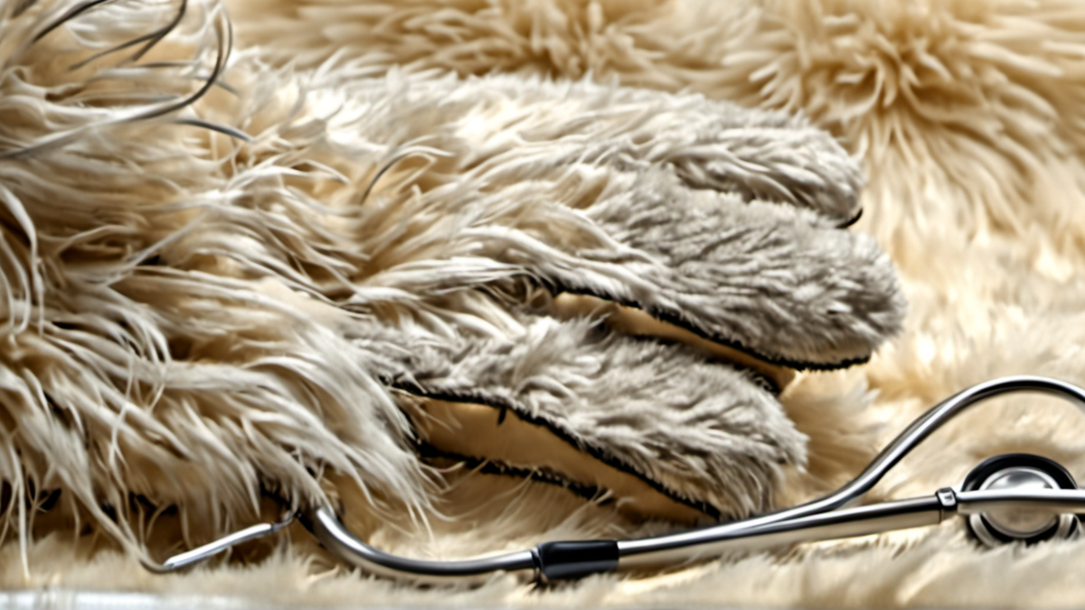 Gros plan sur un geste de soin vétérinaire, sans visage animal.