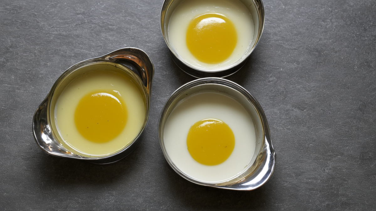 Trois bocaux de sauces maison sans étiquette lisible, alignés sur un plan de travail.