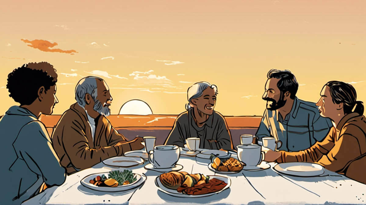 Illustration — Cuisines partagées : quand un repas devient un antidote simple à la solitude (scène 2)