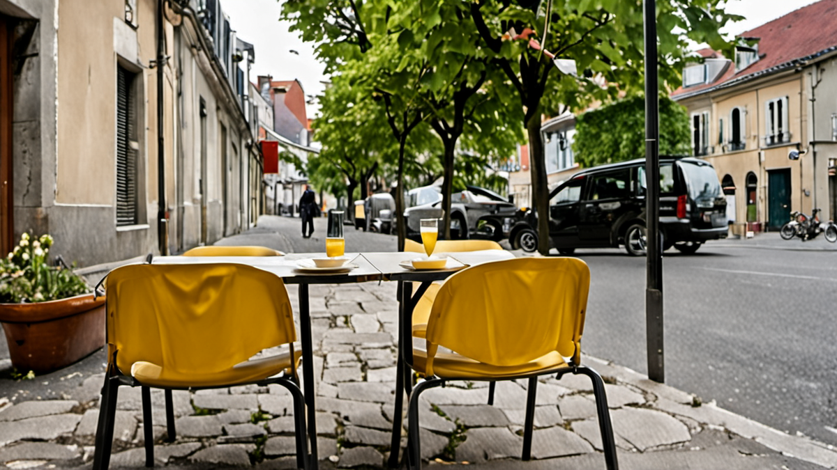 Table de repas partagé dans un lieu de quartier, ambiance chaleureuse et inclusive.