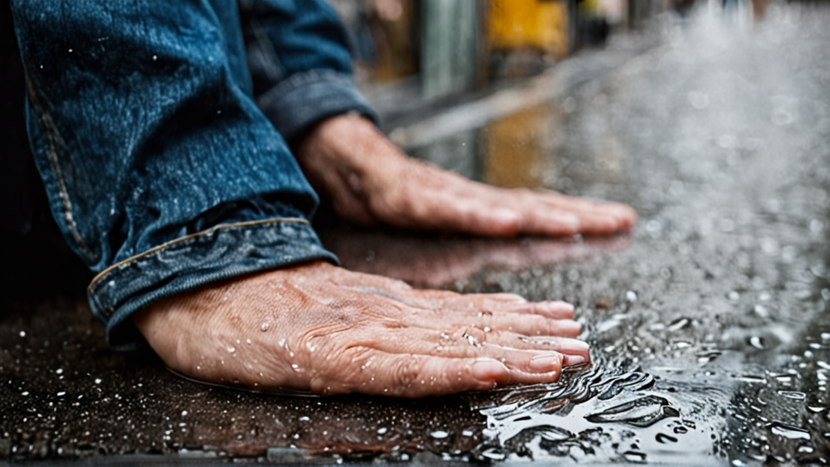 Mains comparant deux cartables en magasin ou seconde main, étiquettes illisibles.