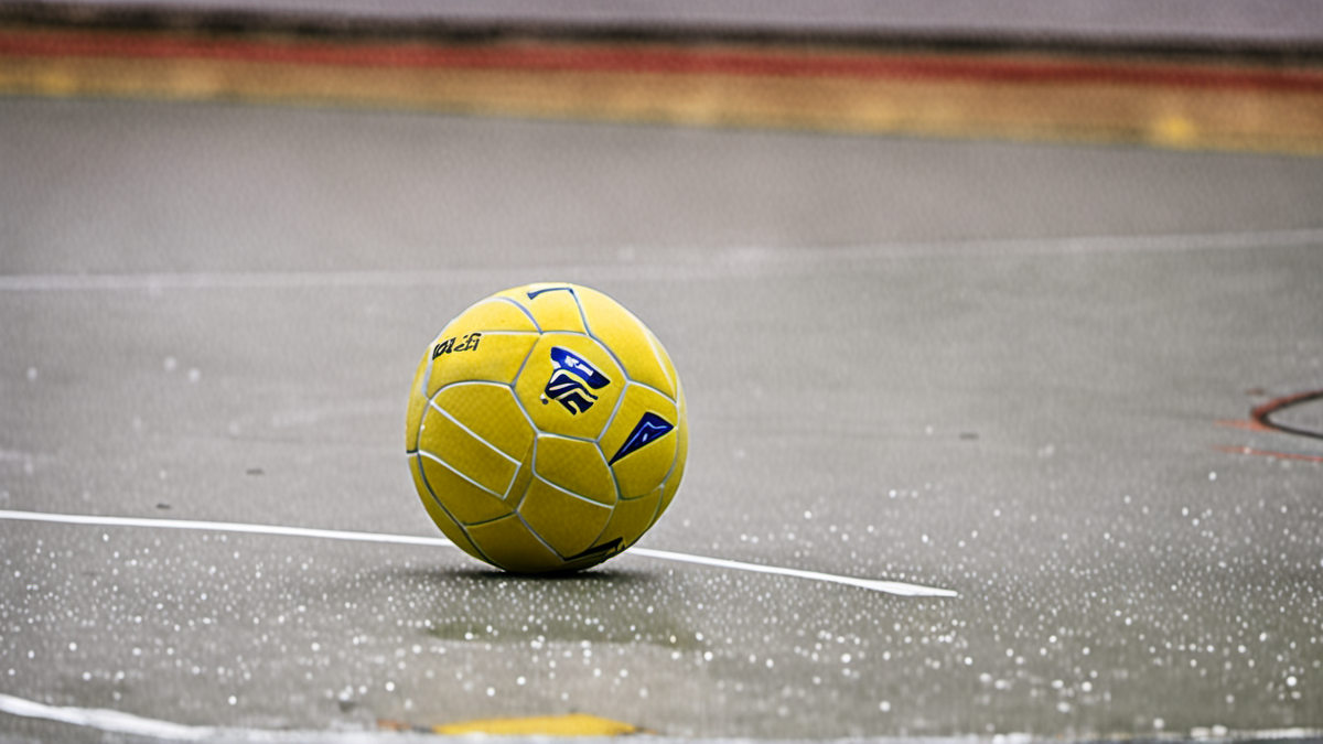 Un entraîneur organise une séance de futsal avec des plots en salle.