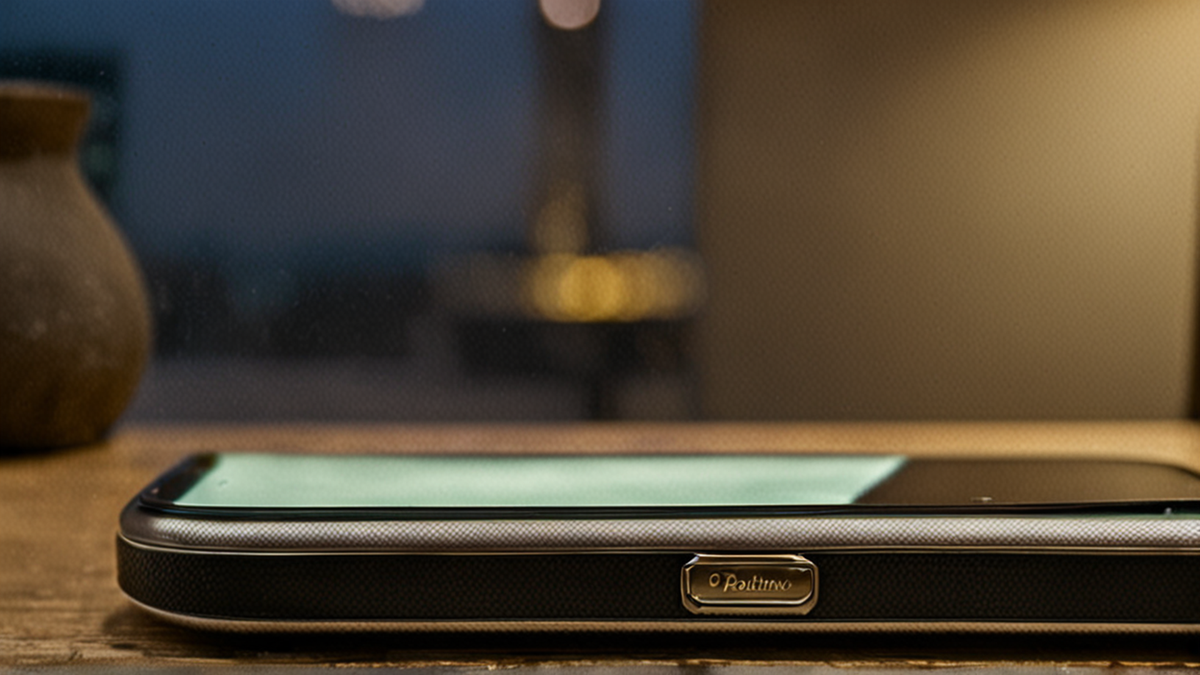 Un smartphone et un petit cadenas sont posés sur un bureau.