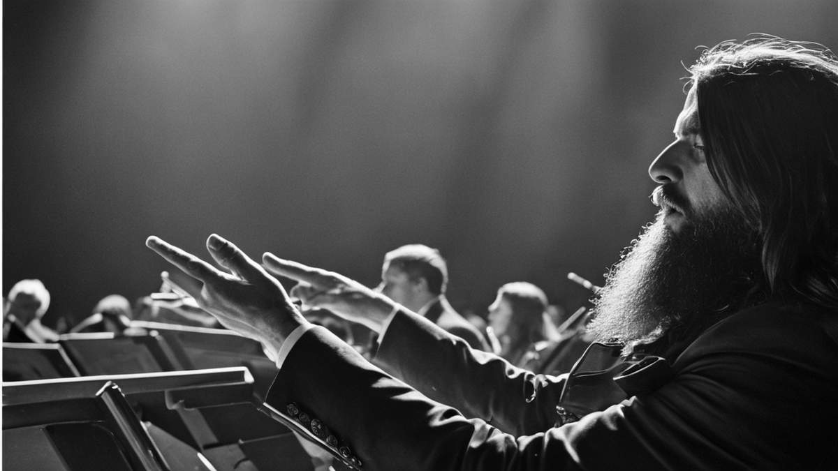 Pupitres et partitions floutées avant un concert.