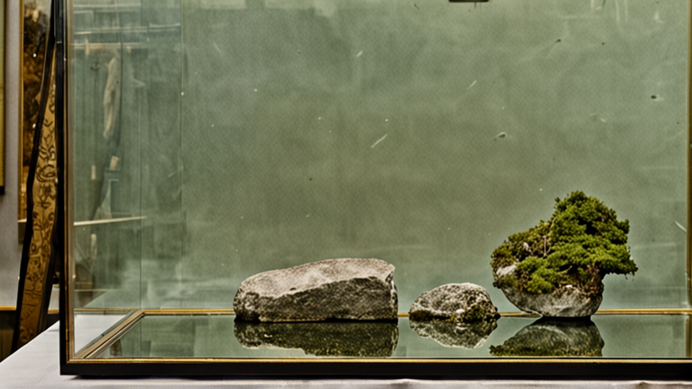 Une conservatrice ajuste une vitrine dans une salle de musée rénovée.