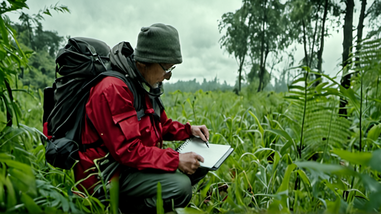 Scientifique collectant un échantillon sur le terrain.