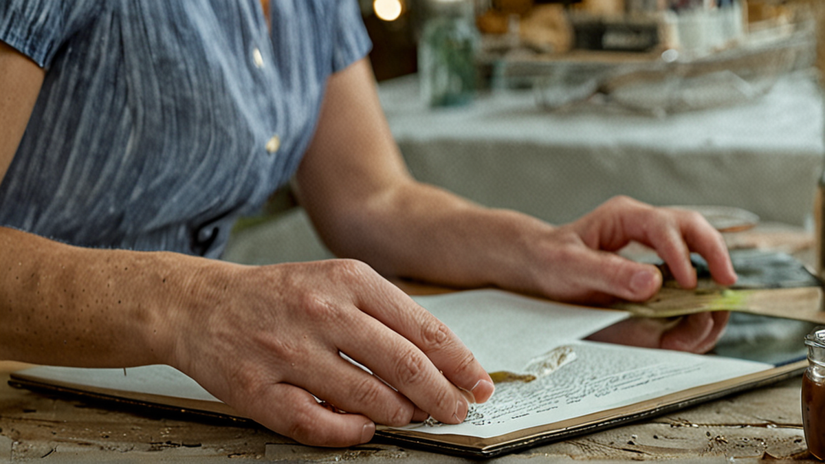 Acheteuse inspectant un ordinateur portable d’occasion sur une table en boutique.