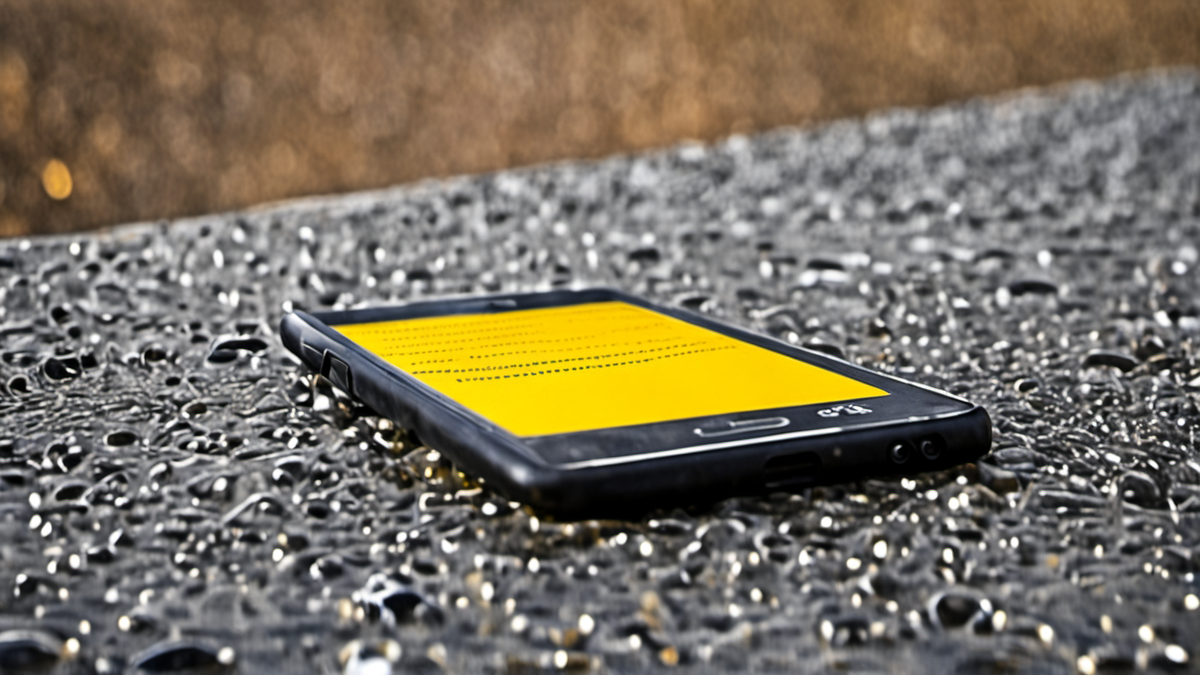 Une main compose un message sur un smartphone, écran flou.