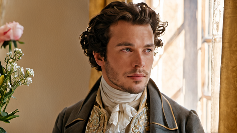 Scène de bal romantique inspirée de l’univers Bridgerton.