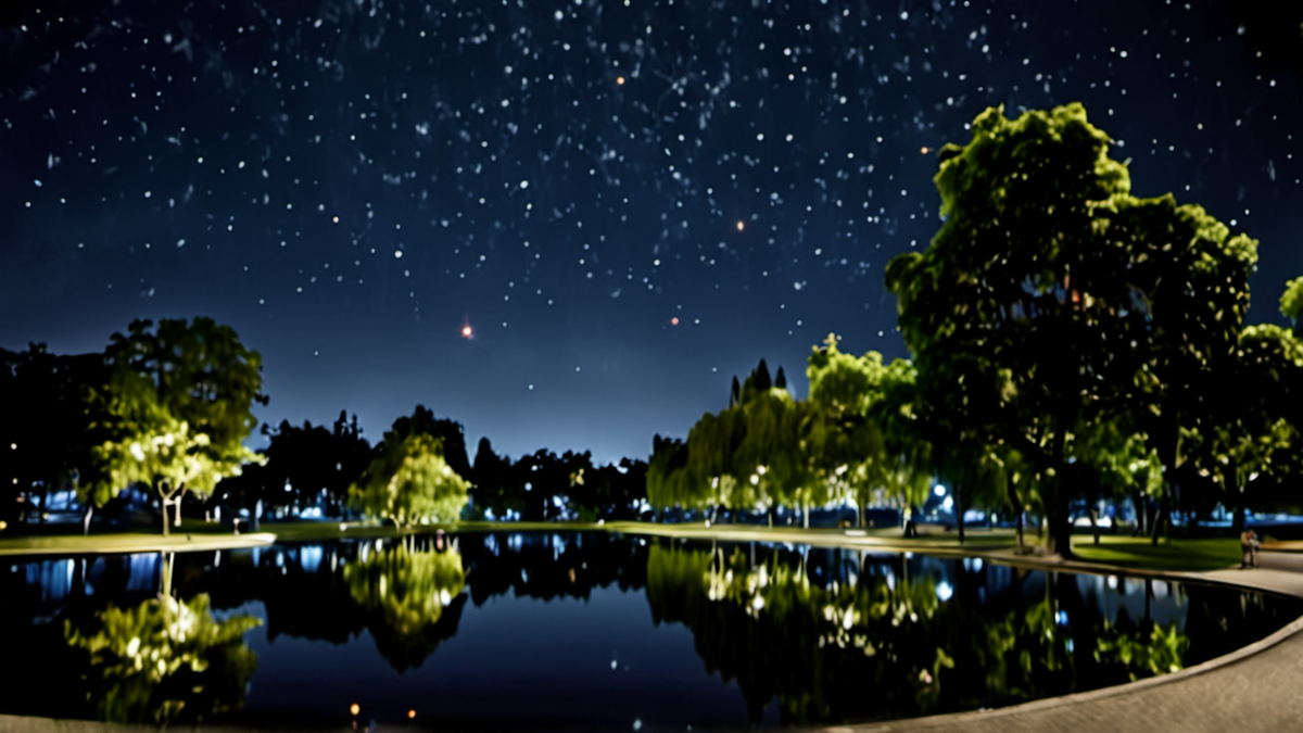 Personnes pointant un point lumineux dans le ciel nocturne.