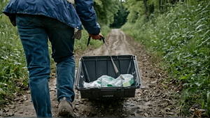 Groupe en sortie de sport de plein air sur un sentier, encadré.
