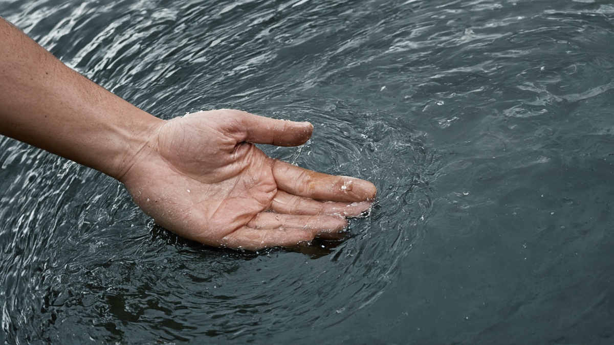 Eau qui coule à un point d’eau, signe d’un service rétabli.