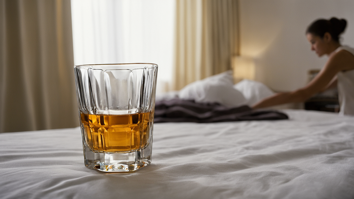 Une petite chambre simple avec quelques courses et des affaires rangées.