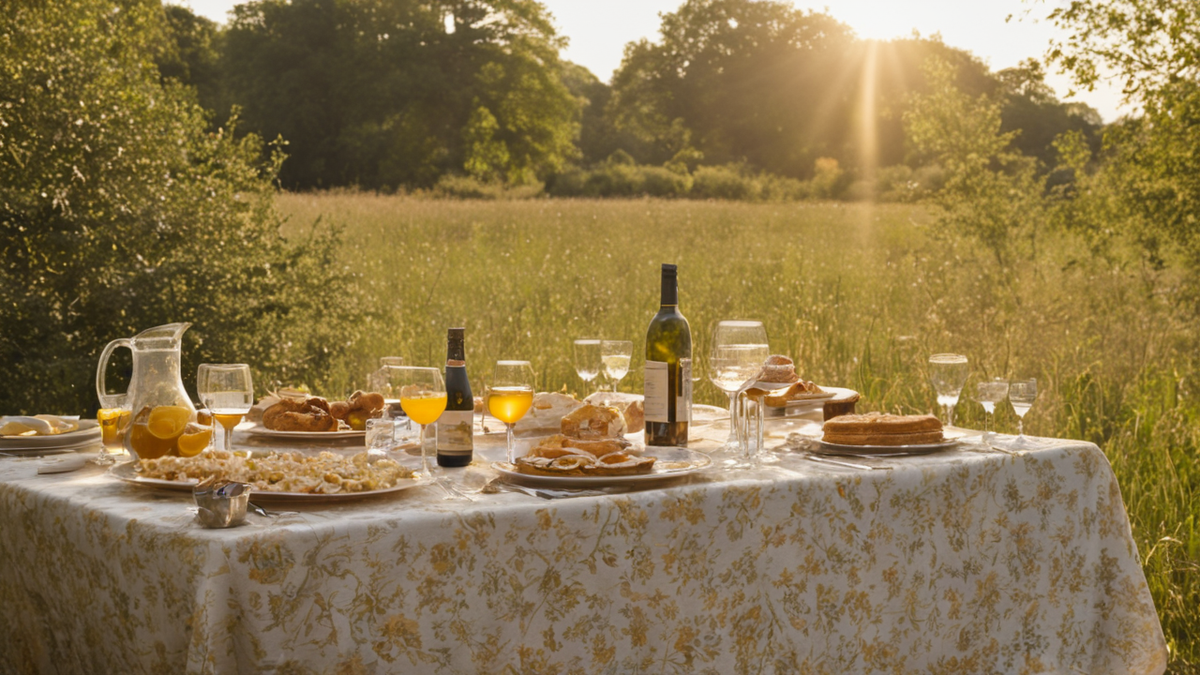 Table d’anniversaire montée avec de la vaisselle réutilisable empruntée.