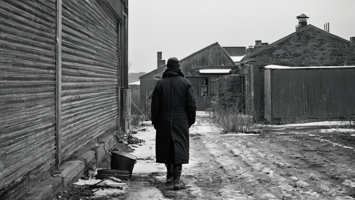 Paysage d’Arviat avec espace communautaire dans le Nord canadien.
