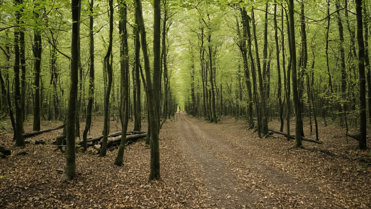 Piste stabilisée en bord de forêt en Croatie après travaux de sécurisation.