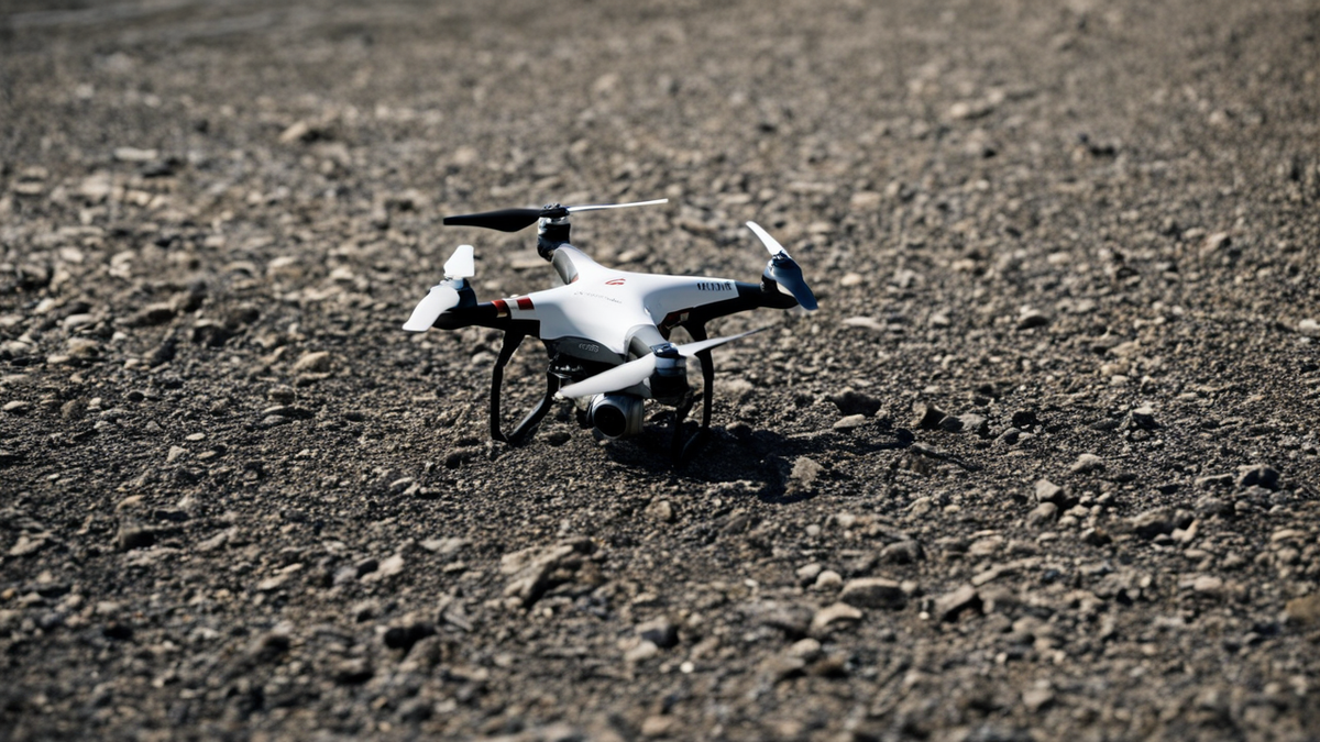 Poste de terrain avec équipement de pilotage de drone pour repérage de zone minée