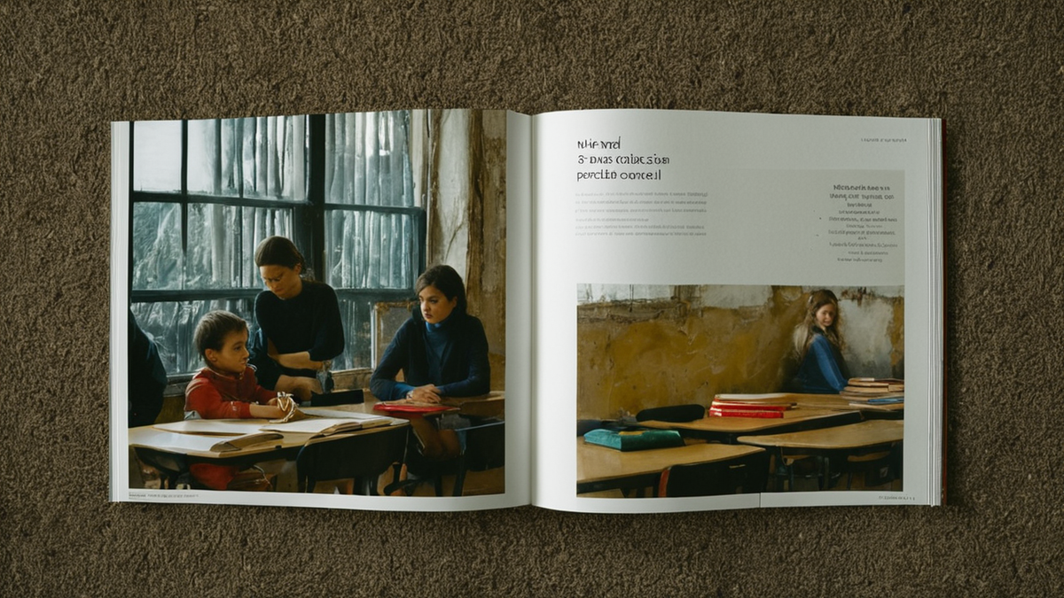 Coin lecture de classe avec livres visibles et tapis pour les enfants.