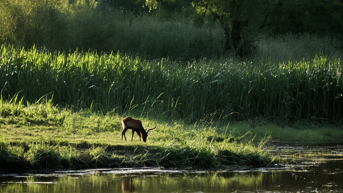 Mare et lisière dans une nuit plus sombre après réduction de l'éclairage.