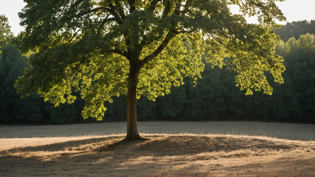 Jeune arbre repris sur un terrain de colline mieux retenu en eau