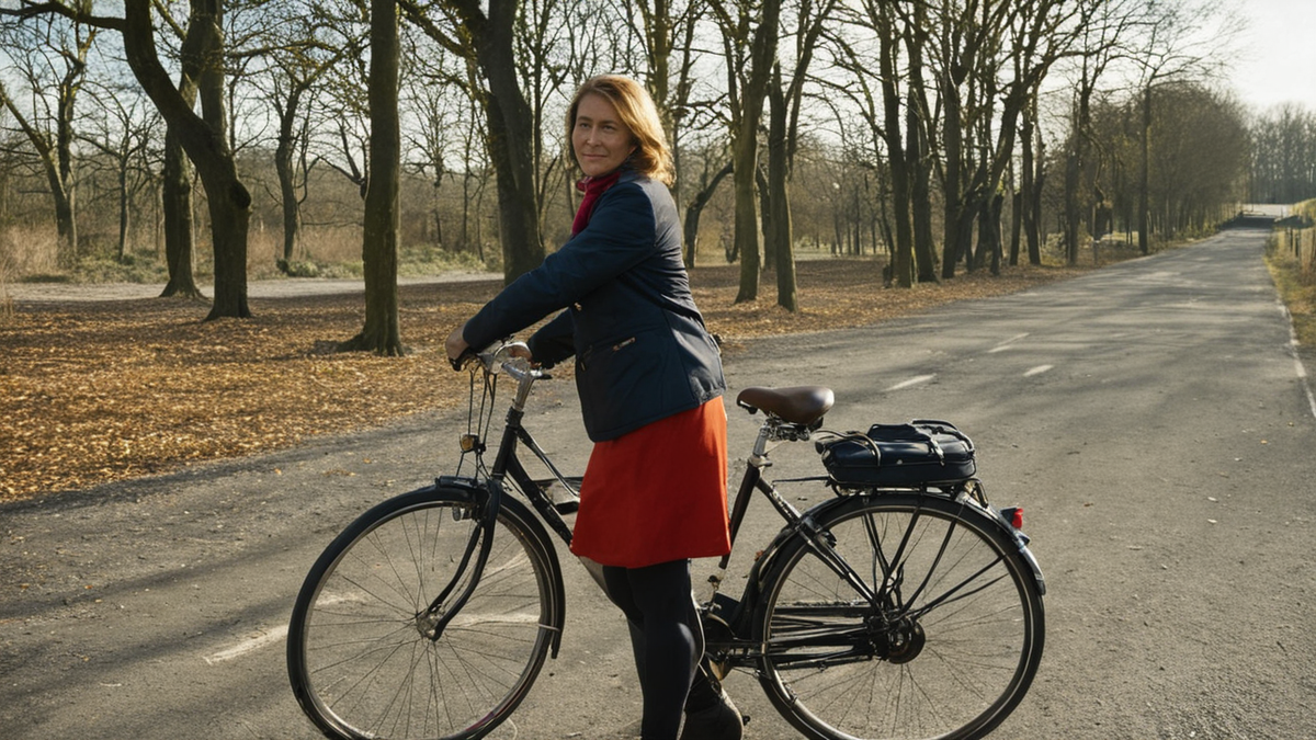 Vélo réparé repartant dans une allée de camp ou de quartier d’accueil