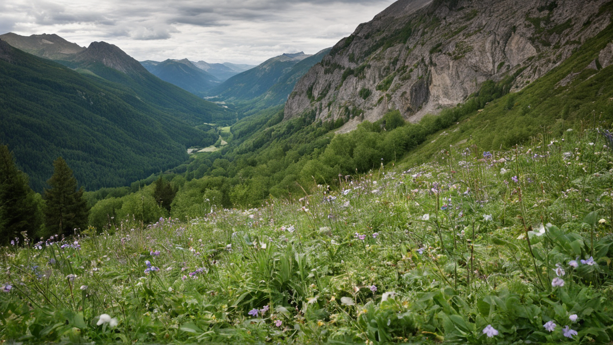 Un paysage alpin français calme et protégé évoquant l’habitat du gypaète barbu.