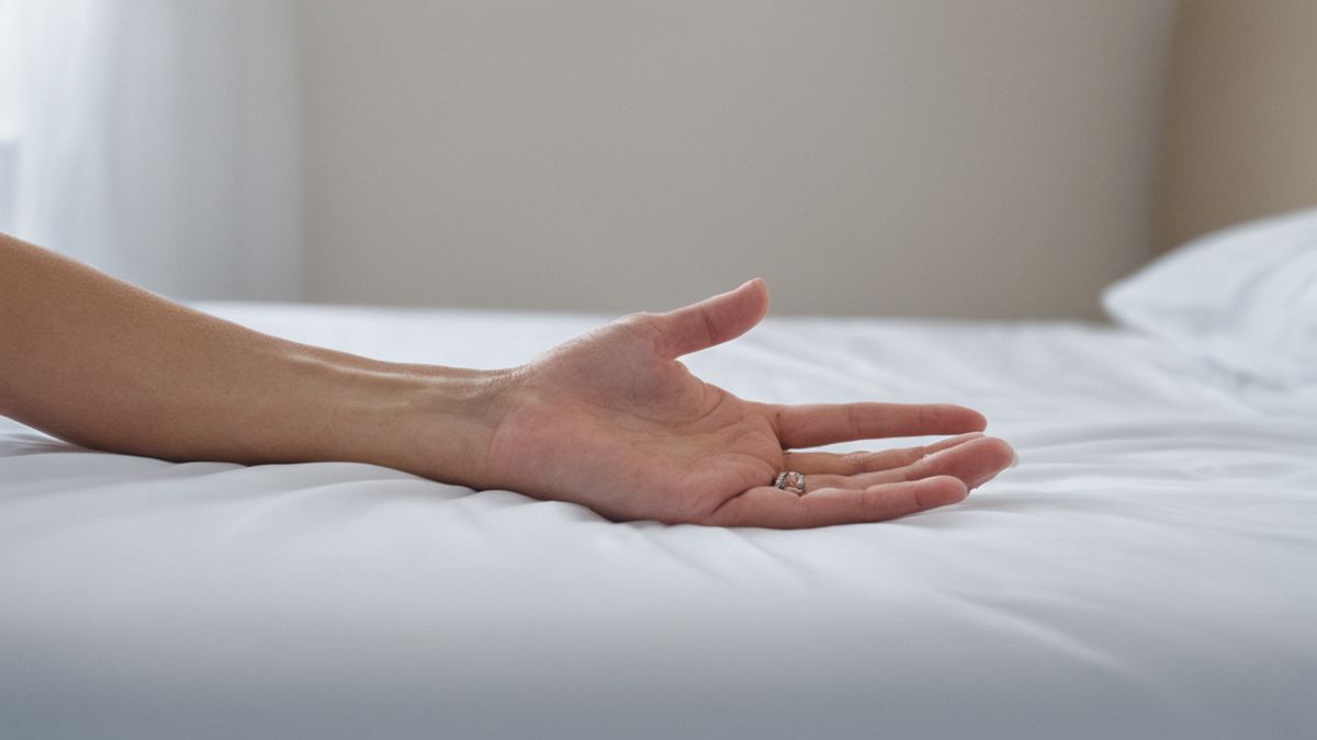 Téléphone ou dispositif d’appel dans une chambre d’hôpital avec dossier fermé à proximité.