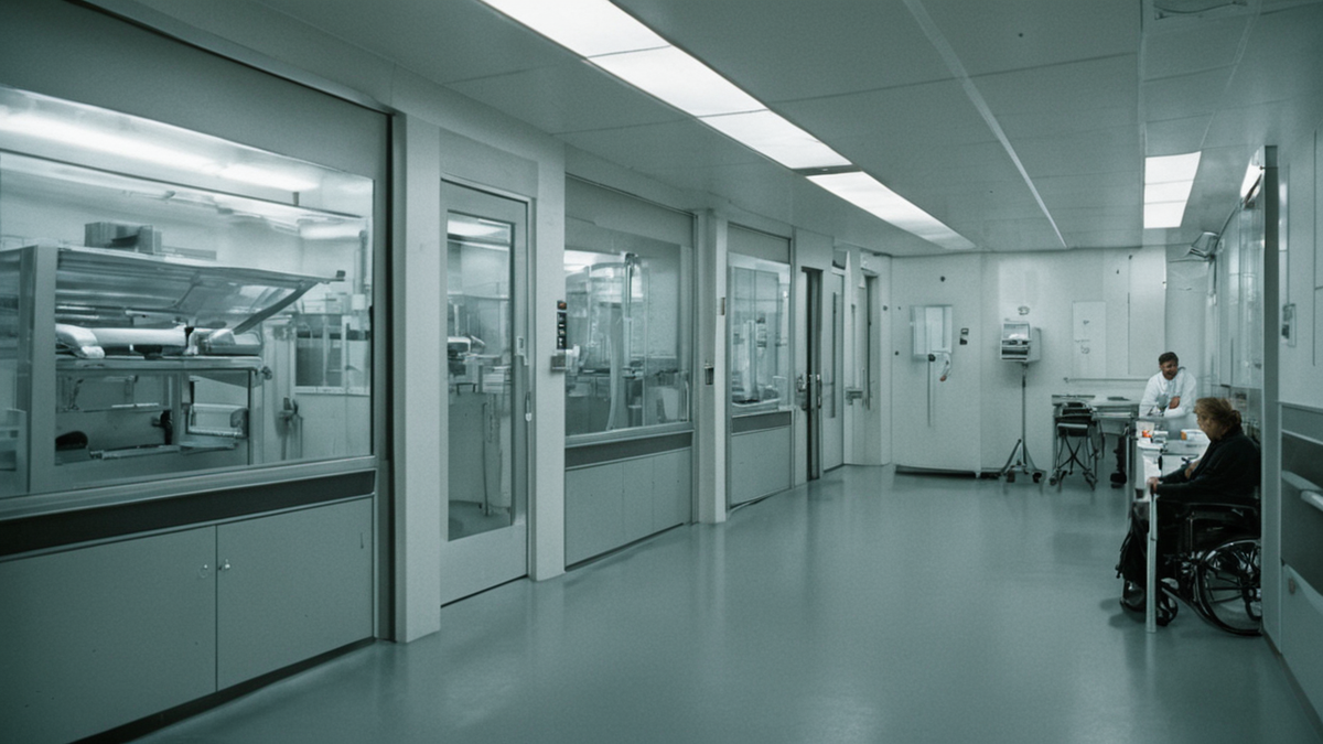 Salle d’attente ou couloir de dépistage du sein dans un environnement hospitalier calme